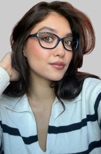 Cote D'Azur Boutique 198 C2 53mm Blue Cat Eye Women's Eyeglasses Frame . picture