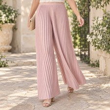 Matilda Jane Curtain Call Pleated Wide Leg Pants L Pink Flowy Coquette Romantic picture