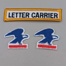 Lot 3 Vintage USPS Letter Carrier Eagle Patch Iron On Obsolete Postal picture