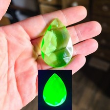 Uranium Glass Chandelier Crystal Green Prism Drop picture