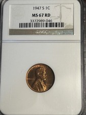 1947-S Lincoln Wheat Cent MS67RD NGC Great Eye Appeal  picture