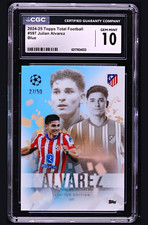Topps TF 2024-25 Julián Álvarez Atletico #597 Blue 27/50 CGC 10 UCL UEFA FIFA picture