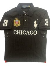 Vintage Polo Ralph Lauren #3 Big Chicago Medium Black Custom Slim Fit Polo picture