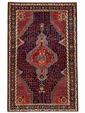 Vintage 4x7 Tribal Geometric Hand Knotted Tuyserkan Wool Area Rug Oriental picture