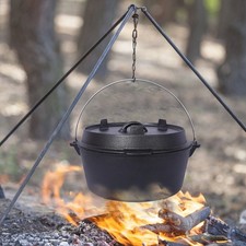 Tileon Dutch Oven 12qt Cast Iron Black Pre-Seasoned Lid Fireplace BBQ Camp Bake picture