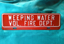 Vintage Weeping Water Volunteer Fire Department License Plate Topper picture