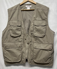 Vintage Norm Thompson Mens XL Fishing Vest Beige Pockets picture