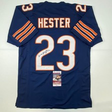 Autographed/Signed Devin Hester Chicago Blue Football Jersey JSA COA Auto picture