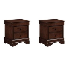 Pemberly Row Set of 2 3-Drawers Traditional Wood Nightstands in Brown Cherry picture