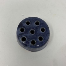 Vintage Weller Pottery 8 Hole Blue Ceramic Flower Frog Art Pottery picture