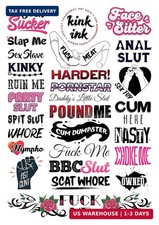 27 Pack Hardcore Words Phrases Sexy Naughty Kinky Temporary Tattoos for Adults picture
