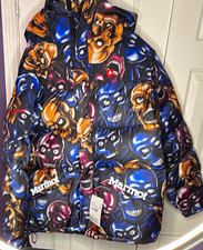 Marmot Men’s Hooded Puffer Jacket Zip Multicolor Skull Graphic Print Logo picture
