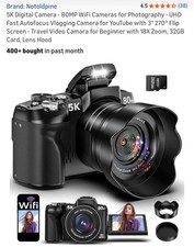 5K Digital Cameras 80MP 60FPS Video Camera Vlogging WiFi App Control for Youtube picture