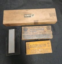 Whetstone Lot 4 Sharpening Stones Oil Razor Hones Craftsman Salmens Arkansas picture