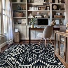 Rugshop Southwestern Geometric Tribal Boho Diamond Area Rug Black 4' x 6' picture
