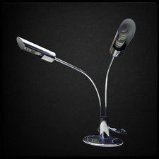 MID CENTURY DESIGN Late 20th Century Stylish Chrome DOUBLE DESK LAMP picture