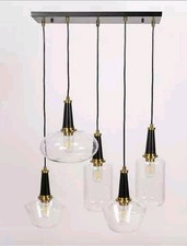Kirkland’s Home 5 Light Black And Gold Chandelier *New Condition in Open Box* picture