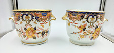 Rare Matching Pair Antique c.1800 Derby Ice Pails Regency Era Floral Imari - AF picture