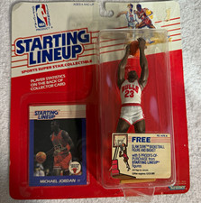 VTG 1988 Kenner Starting Lineup Michael Jordan Bulls Rookie Card Figure W/ CASE picture