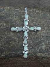 Native American Sterling Silver & Opal Cross Pendant - Kaamasse picture