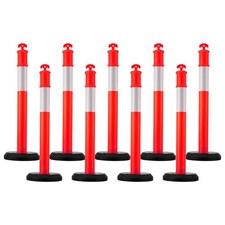 Uimoso Set of 9 Traffic Delineator Posts with Fillable Bases, 45 Inches Tall picture