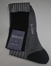 BRESCIANI Men Italian Socks 100% Cotton Size L Black/White New With Tags picture