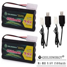 2x 9.6V 1500mAh Rechargeable Battery For RC Car Boats With Tamiya Plug +2x USB picture