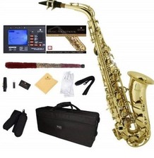 Mendini By Cecilio Eb Alto E Flat Key Saxophone, Case, Tuner, Mouthpiece - Gold picture