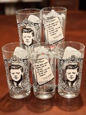 Vintage Set of 5 JFK Memorial Drinking Glasses Tumblers Inaugural Address 5.5” picture