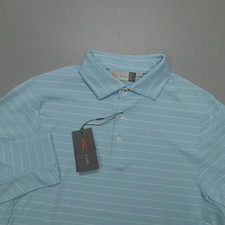 Kjus Soren Long Sleeve Polo Shirt Men's L Blue Striped Golf Performance MG60-L17 picture