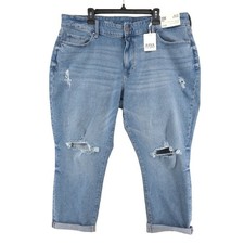 a.n.a Jeans Size 20W Boyfriend Distressed Cuffed Mid Rise Light Wash NWT picture