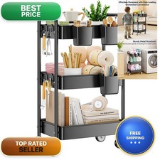 Yasonic 3 Tier - Wheels Hanging Cups Hooks Heavy Duty Mesh picture