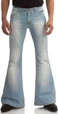 Men's 70s Bell Bottom Jeans Flared Pants Retro Stretch Denim Party Costume picture