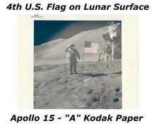 Apollo 15 Vintage NASA Red Number Photo - Dave Scott Flag Salute Lunar Surface picture