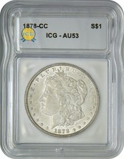 1878 CC Carson City Morgan Silver Dollar $1 ICG AU53 About Uncirculated picture