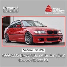 Glossy Black Chrome Delete Vinyl Overlay for 1999-2005 BMW 3 Series Sedan E46 picture
