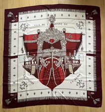 HERMES La Reale by Hugo Grygkar Silk Scarf 35” Vintage Burgundy France 90cm picture