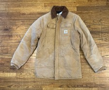 Vintage Carhartt Duck Canvas Jacket CQ196 Artic Mens S Tall Distressed USA Made picture