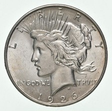 (1) AU 1926-D Peace Silver Dollar 90% - Almost Unc - Denver Mint picture