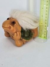 RARE Vintage 1964 Dam Things 60s Turtle Bank Troll w/ Long White Hair picture