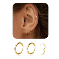 1 Pair 6Mm Small Hoop Earrings for Women, Huggie Hoop Earrings (Gold/1.6Mm) picture