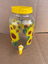 Vintage Golden Harvest Sunflower 1 Gallon Glass Sun Tea Jar Drink Dispenser picture