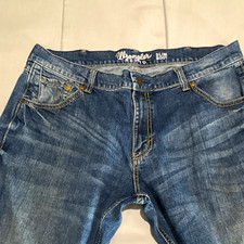 Wrangler Retro Men's Blue Denim Jeans Medium Wash Slim Fit Bootcut 5-Pocket picture