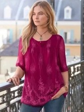 Sundance Cora embroidered top shirt tunic Medium pullover luxury style r picture