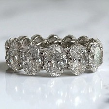 10.5 CTW Oval Cut Moissanite Full Eternity Engagement Ring 14k White Gold Plated picture