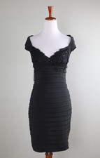 TADASHI SHOJI Collection NWT $310 Tiered Beaded Lace Cocktail Dress Size Medium picture
