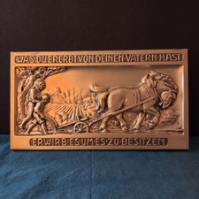 Antique 1912 German Pressed Metal Relief Plaque by Frieda Maruhn picture