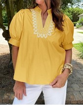Embroidered Puff Sleeve Blouse picture