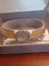 GENEVE Sapphire Bezel Vintage Women's Watch Swiss ETA Movement Gold Tone 18 mm picture