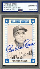 Pee Wee Reese Gem Mint 10 PSA DNA Signed 1980 TCMA All Time Dodgers Autograph picture